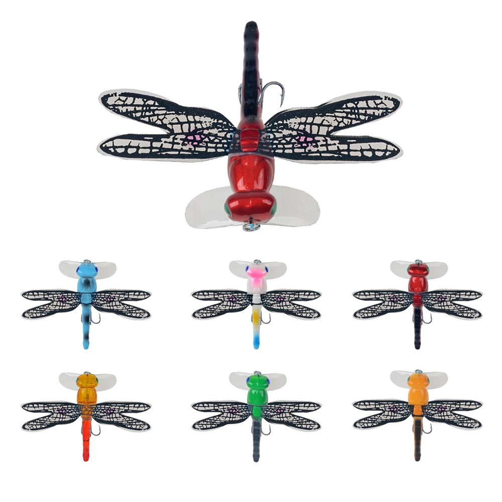 

WEIHE Topwater Dragonfly Dry Flies Insect Fly Fishing Lure 6g 75mm Trout Popper Artificial Bait Wobblers For Trolling Hard Lure, 6 colors