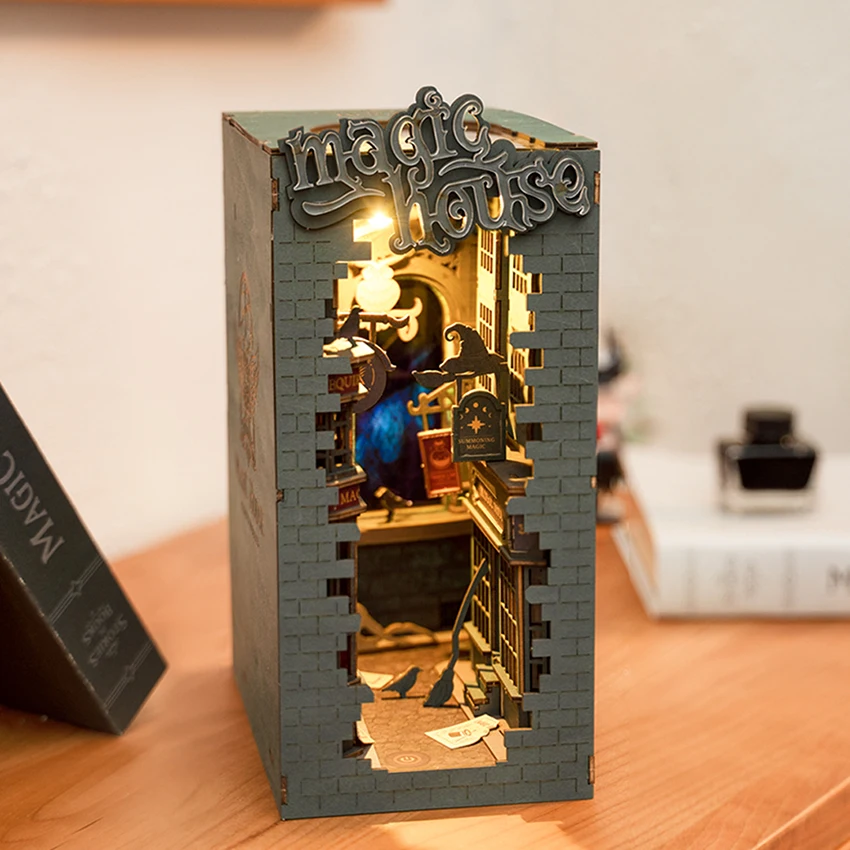 

Robotime Rolife 3D Wooden DIY Miniature House Book Nook TGB03 Magic House Assemble Toys Bookends
