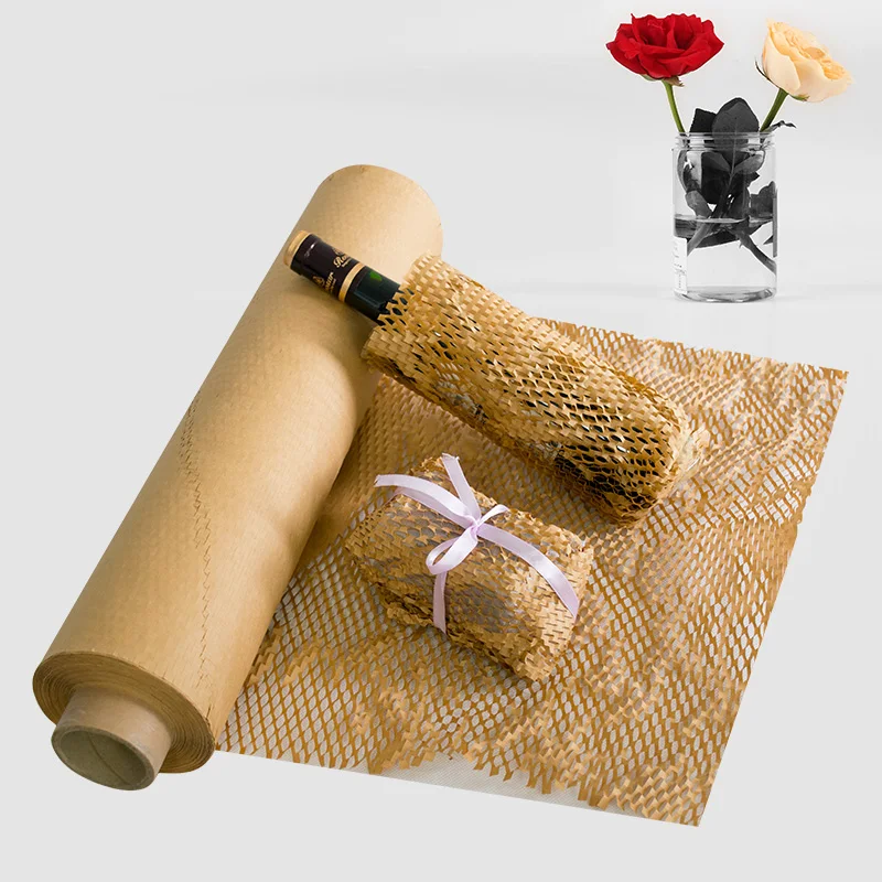 

Ready To Ship Packaging Roll Cushion Kraft Filling Buffer Protective Paper Honeycomb Wrap