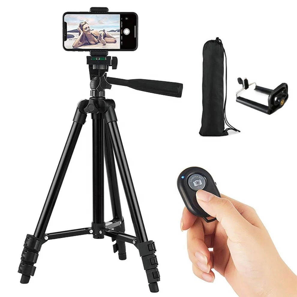 

Aluminum Camera Phone Tripod Universal Smartphone Mount, Black, silver
