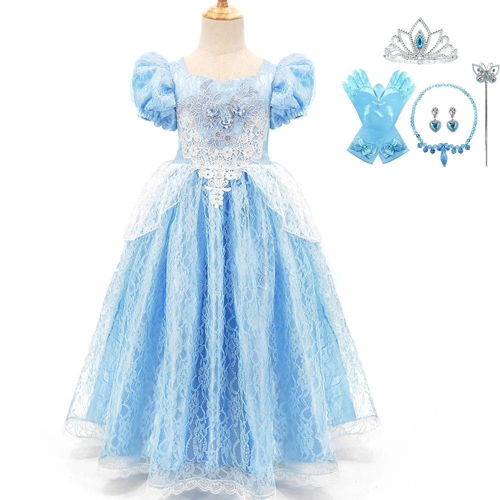 

Hot Sale Flower 2-10 Years Girl Dress Puff Sleeve Evening Gowns Kids Party Cinderella Girls' Dresses