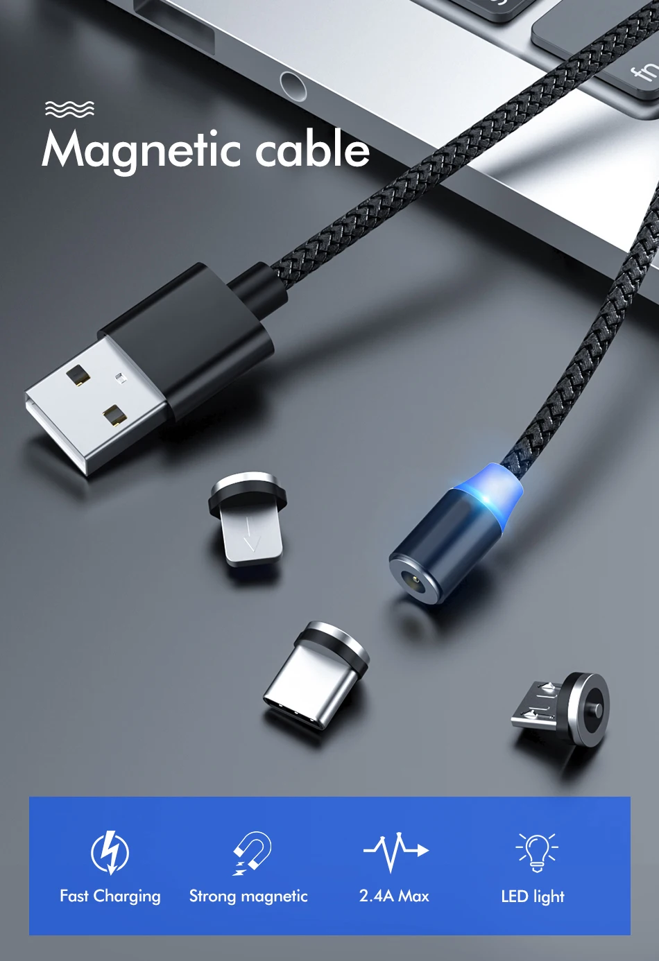 New 3plug 3 in 1 Magnetic Fast Charging Micro Usb Cable Type C Usb C Phone Data Cable charger for Samsung & Android & IOS - ANKUX.COM