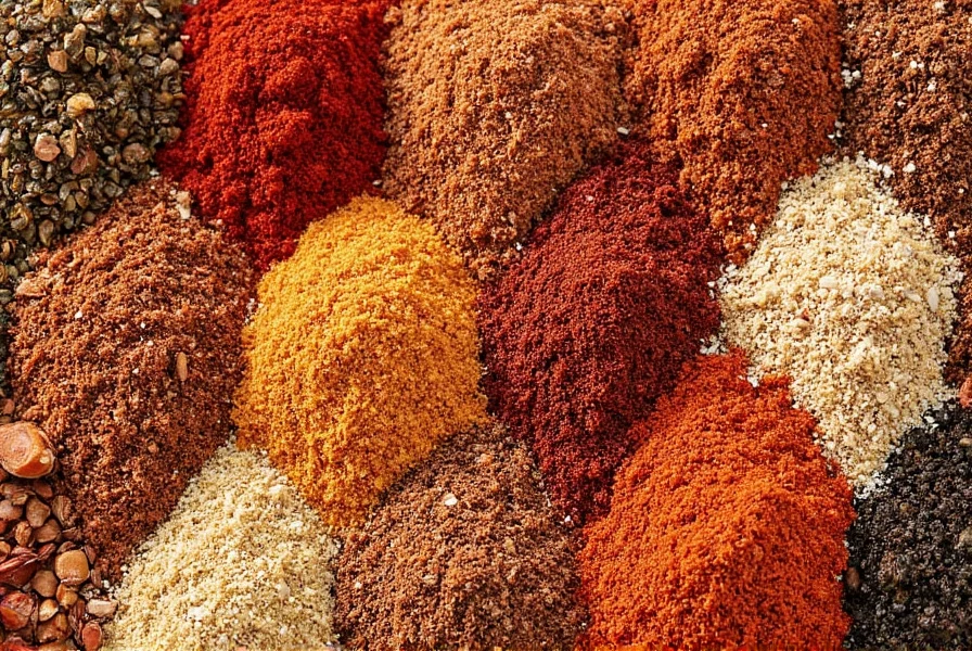 Mediterranean dry rub spices on wooden table