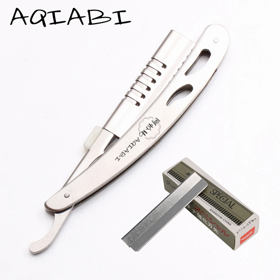 

Stainless Steel Salon Sharp Barber Razor Blade Hair Cut Razors Cutting Thinning Knife Hairdresser Tool 100Pcs + 100 Blades A6103, Shiny/black/gold/colorful