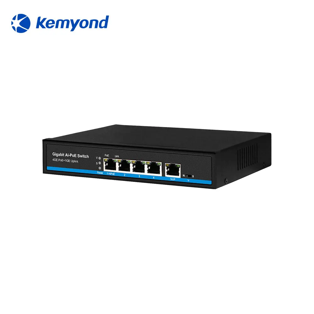 

Full Gigabit 2/4 port Poe Switch support IEEE802.3af/at IP cameras and Wireless AP 10/100/1000Mbps 48V active network switch, Black