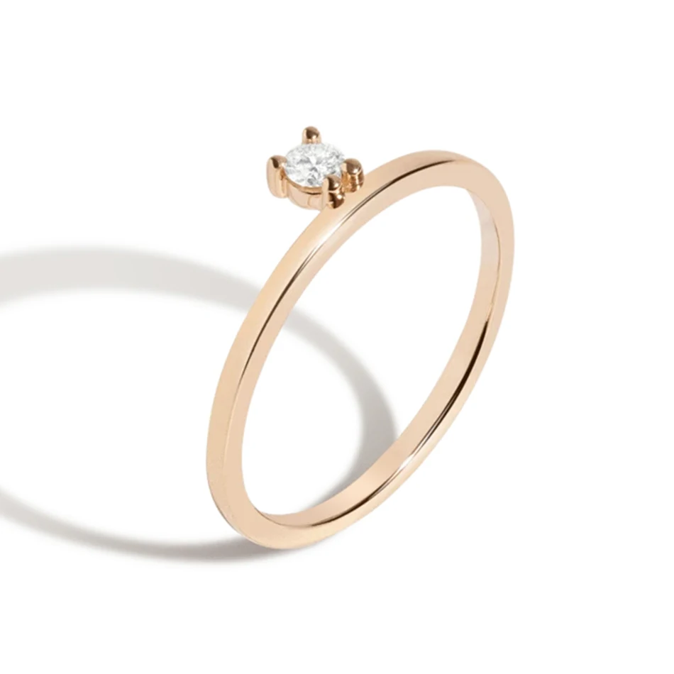 

925 Sterling Silver Rose Gold Plated Floating Cubic Zircon Band Stacker Ring For Women Engagement Ring