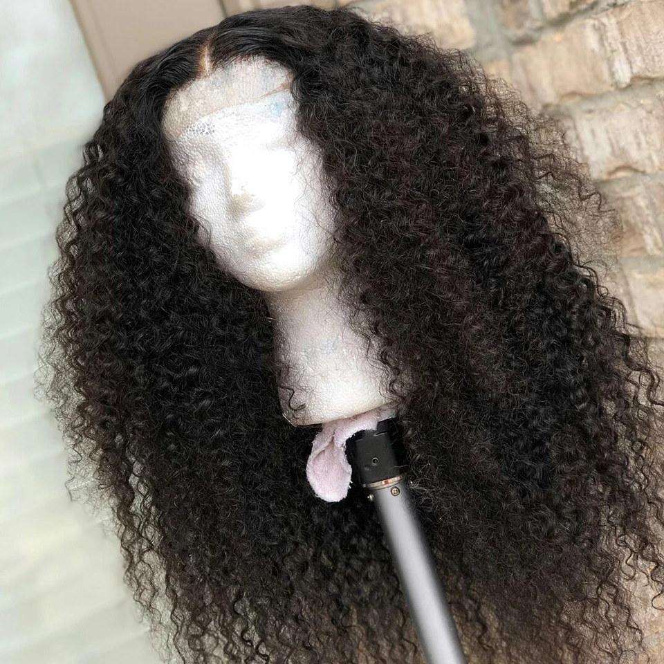 

4*4 Lace Front Human Hair Wigs Middle Part Afro Kinky Curly Brazilian Remy Pre Plucked With Baby Hair For Women hair
