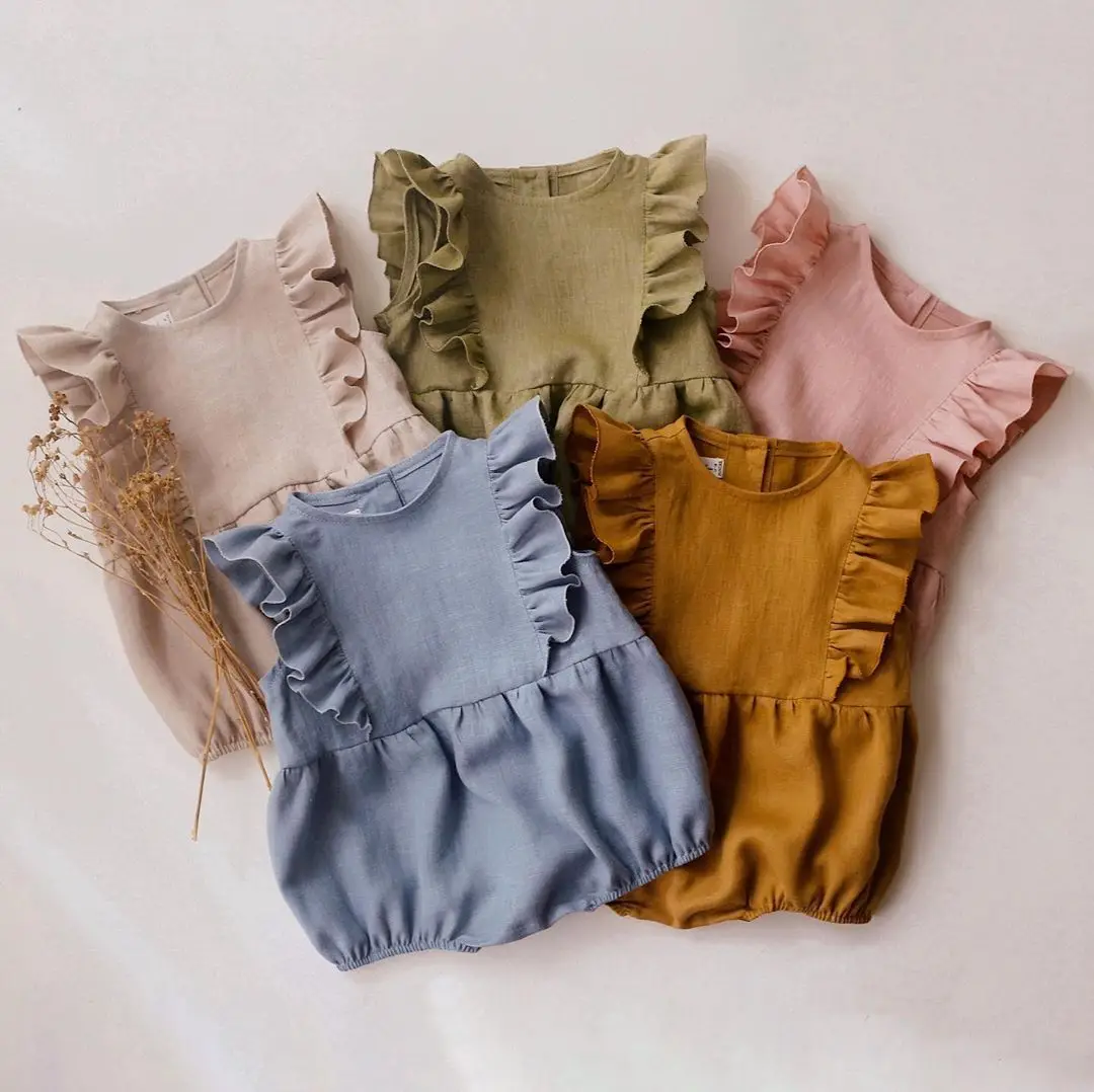 

Jumpsuit Set Girls Infant Baby Clothes Linen Cotton Romper