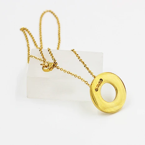 

18k Gold Plated Hollow Oval Circle Pendant Necklace Stainless Steel Women Jewelry