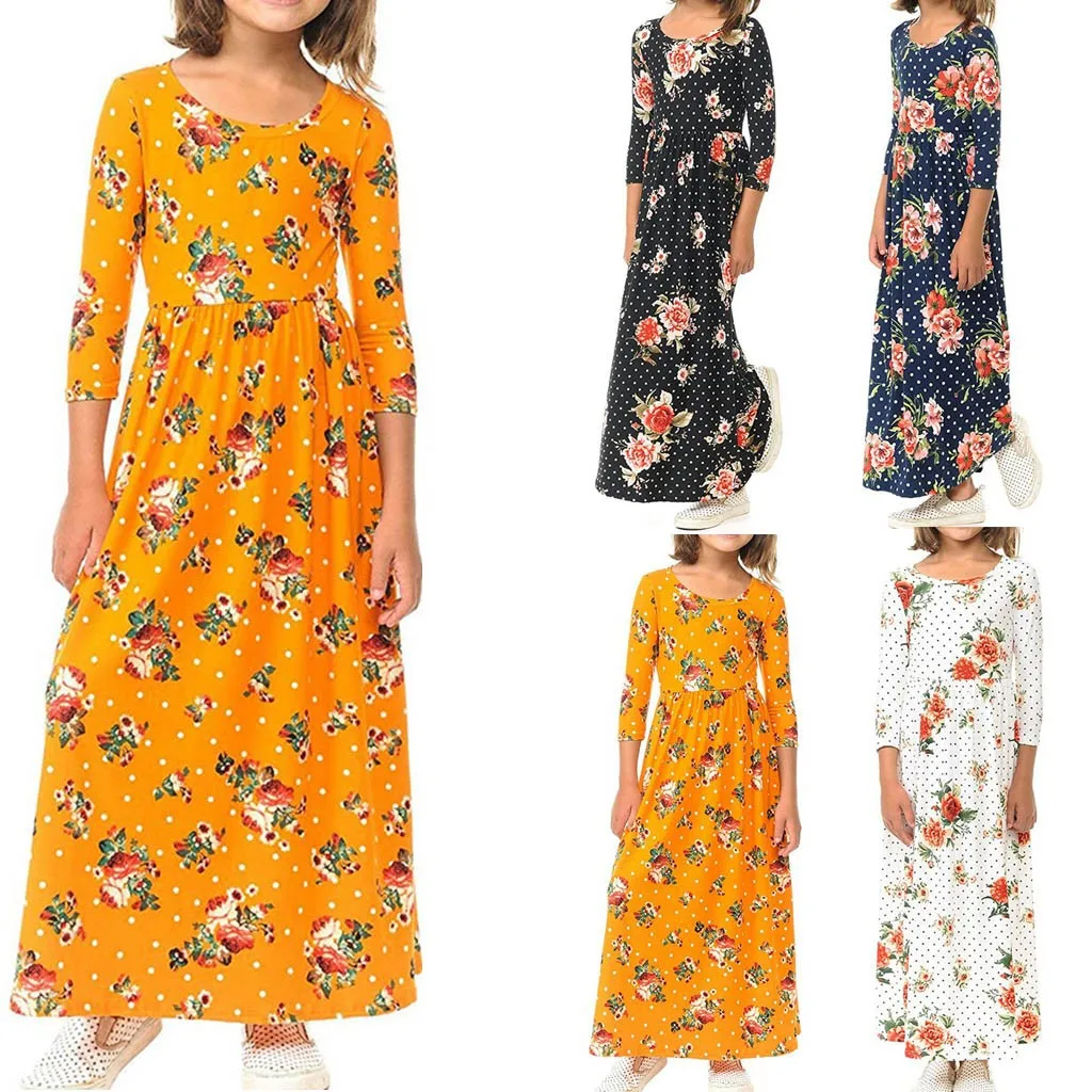 

Printed dress casual long maxi dress girls