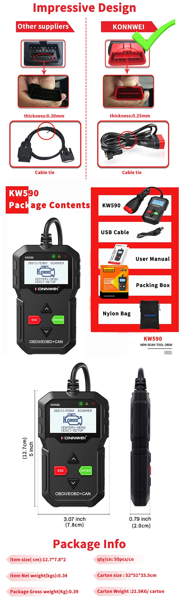 New Arrival Car tool  car diagnostic scanner KONNWEI KW590 foxwell auto diagnostic tool obd2 scanner