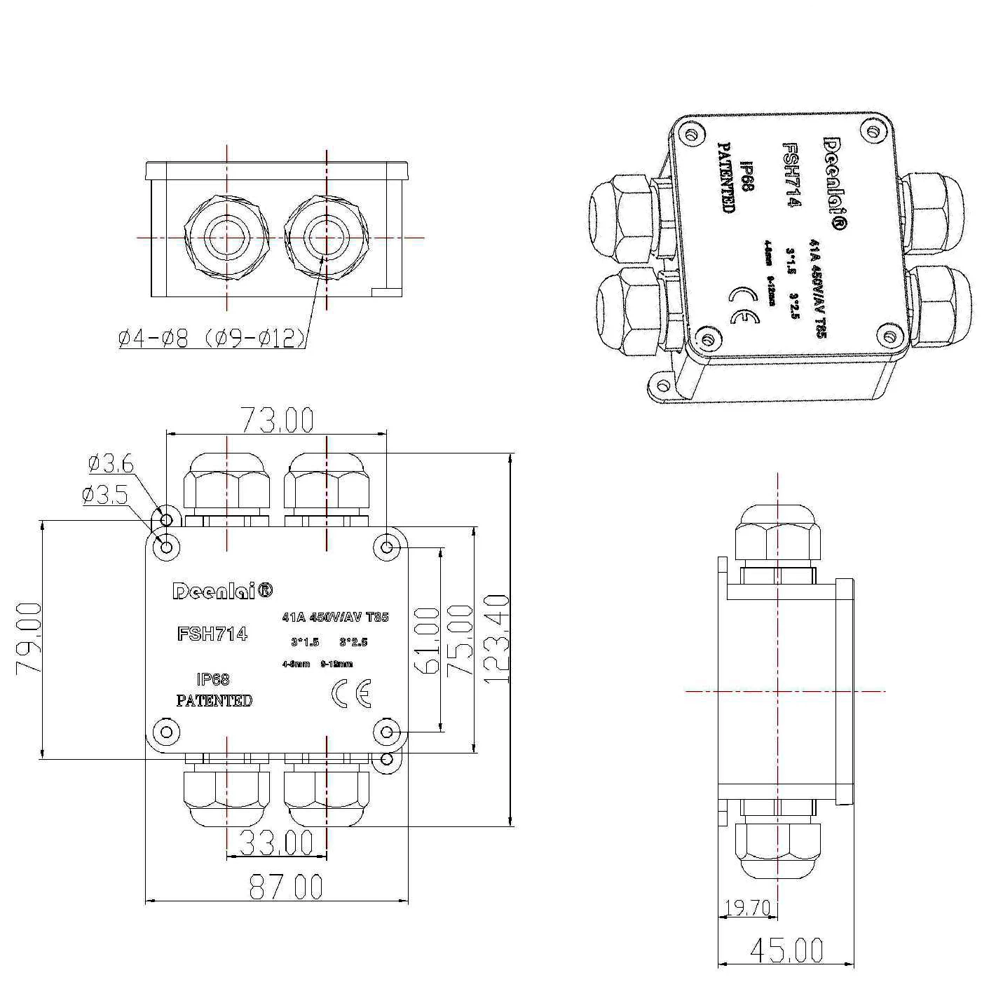 Ip68 Waterproof Junction Box Can Be Customized Cable Connector Cable