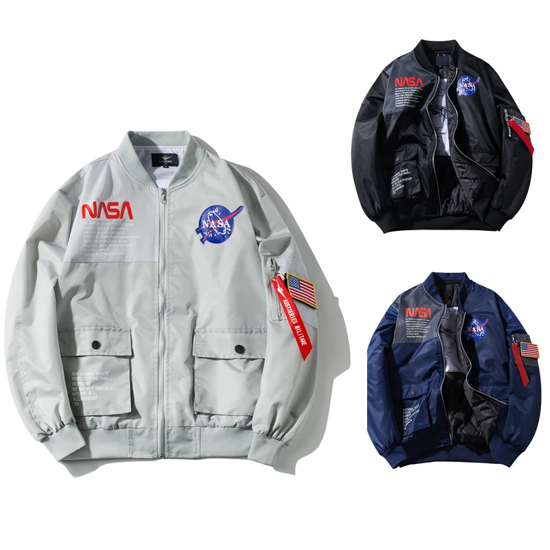 

Gulidd Low MOQ Men Breathable Baseball Style Hip Hop Men NASA Padded Classic Bomber Flight Jacket, Accept customized