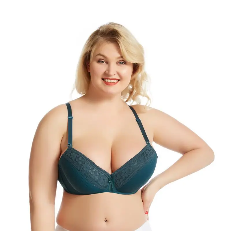 

2021 women clothing D ultra-thin 3/4 cup large size underwire soft adjustable Sexy gather cotton Fat Ladies lace print Bras, Picture shows