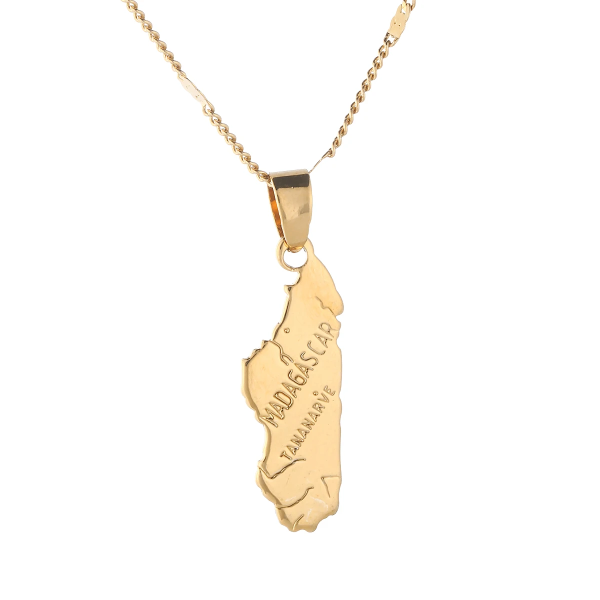 Madagascar Africa Map Country Malagasy 18K Gold plated Necklace Chain Pendant 