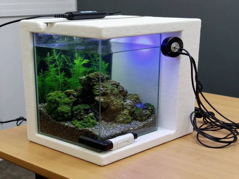Aquarium heater setup in styrofoam incubator with thermostat