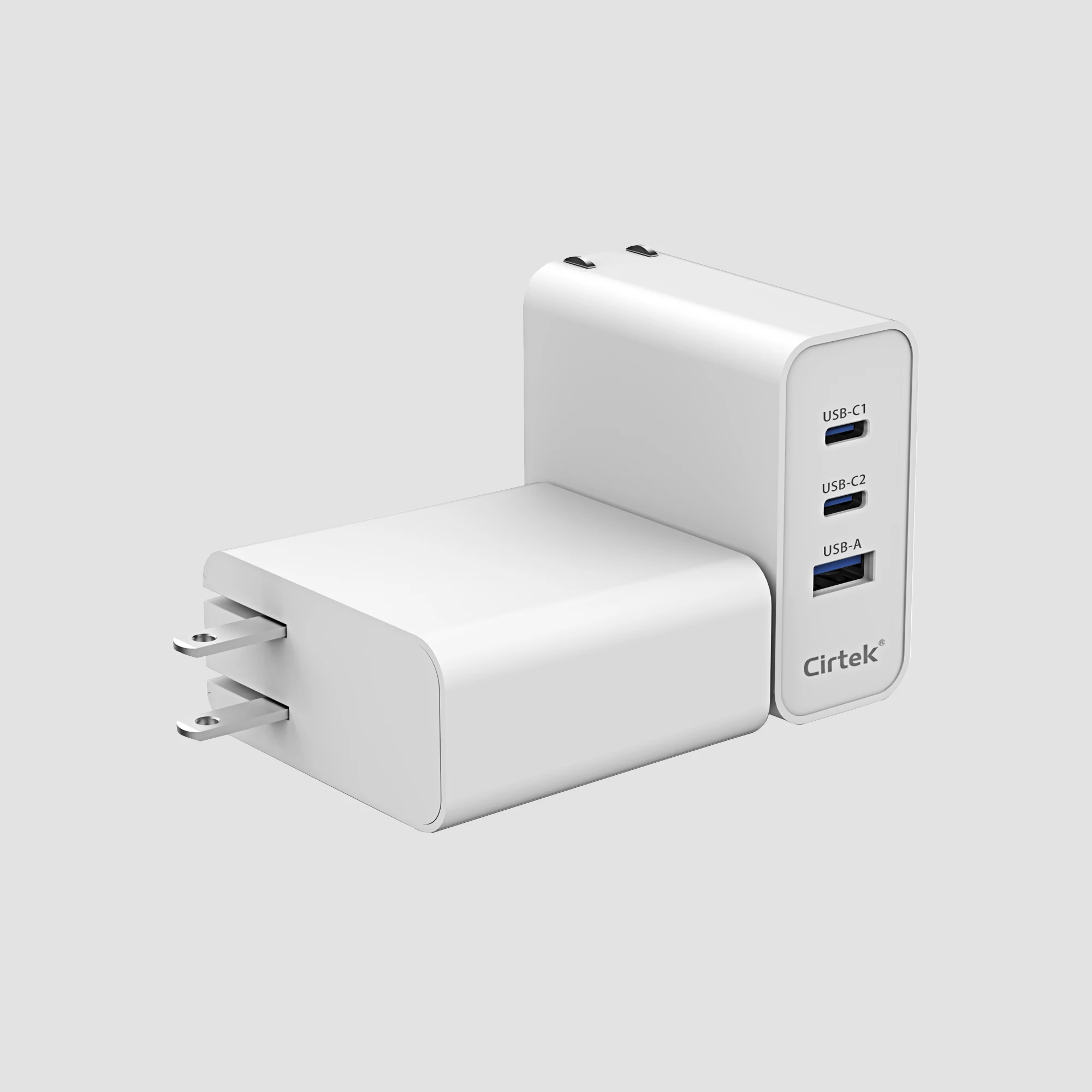 

Cirtek Gan technology 65W type c USB-C PD QC 3 ports wall chargers phone charger for laptop for samsung galaxy s21, White