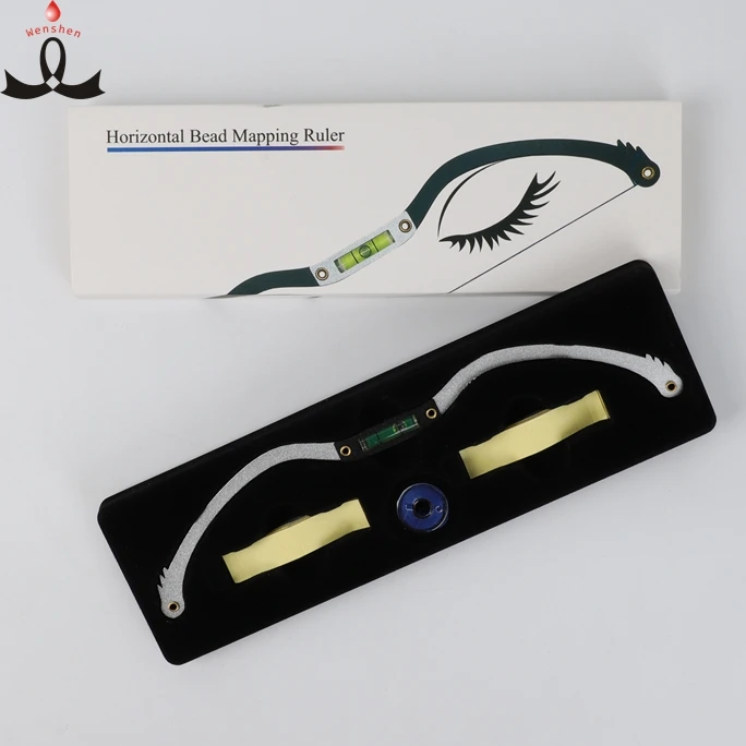 

OEM Private Label Microblading Horizontal Bead Mapping Ruler Line Mark Ruler with String and Cotton, Black/ silver