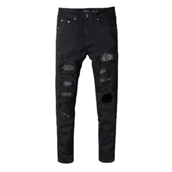 Fashion Hot Sale Hip Hop Straight personality Custom amiry pencil pants damaged jeans men slim trousers