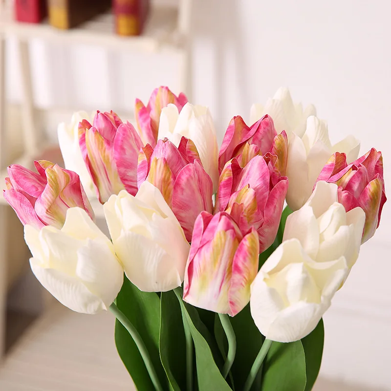 

Decorative Flowers & Wreaths Real Touch 3D Irish Tulip for Home Decor Desk Vase Silk Artificial Tulip Wedding Arch, White,pink, cream,green, red, etc.