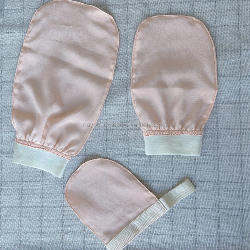 

Amazon Hot Selling High Quality Turkish Silk Exfoliating Gloves for Body Clean With Customized Logo