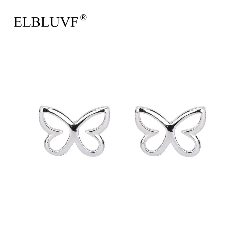 

ELBLUVF Free Shipping Korean Style S925 Sterling Silver Animal Butterfly Earrings For Women