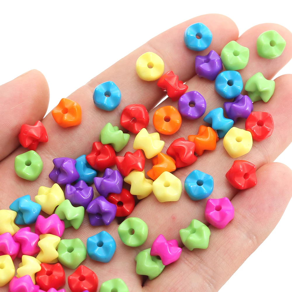 

300pcs/bag Colorful  serrated resin Acrylic beads Charms For Decoration diy Necklace and bracelet accessories for child, Colour mixture