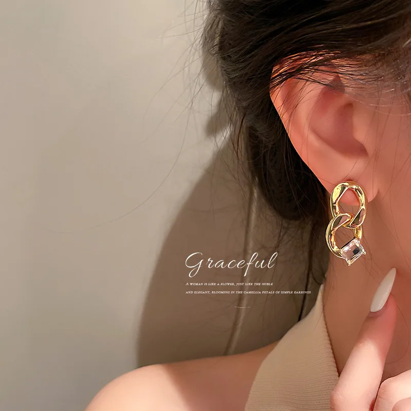 

fashion drop crystal earrings with chain jewelry
