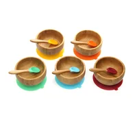 

Stay Put round bamboo bamboo baby suction bowl set