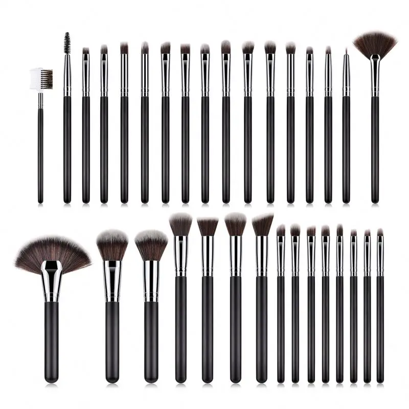 

Profession 32pcs Makeup Brush Set Foundation Loose Powder Fan Shape Makeup Brush Kit Black Color Eyeshadow Makeup Brushes