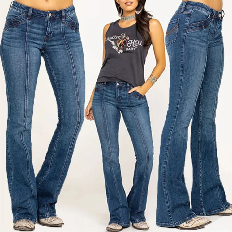 Washed Slim Fit Flared Jeans