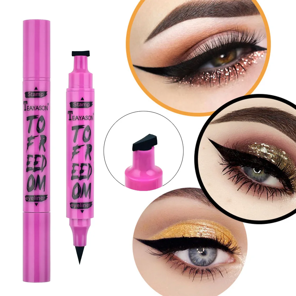 

Eyeliner Pencil Double Headed Seal Marker Triangle 2 In 1 Waterproof Long Lasting Black Eye Liner Pen Cosmetics makeup Products