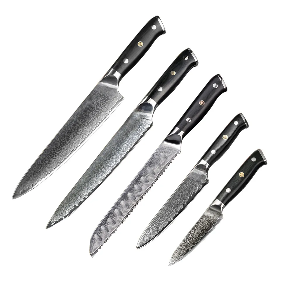 

High Quality 5Pcs Japanese VG10 Kitchen Damascus Knife Set