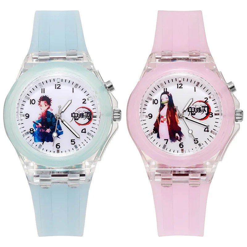 

Hot jelly color cartoon children watch for girls cute design LED flash luminous silicone strap watch band wristwatch, 4 color