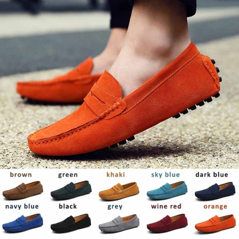 

Men Casual Shoes YUNTI Classic Original Suede Leather Penny Loafers Slip On Flats Male Moccasins Peas Shoes