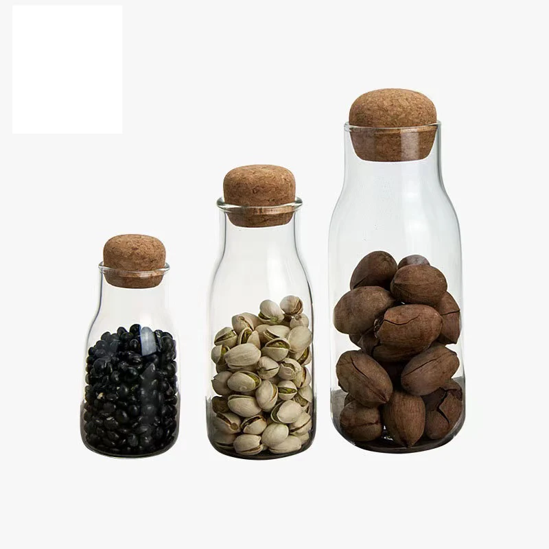 

Hot Sale Airtight sealed Food Storage borosilicate Glass Jar With cork Lid glass jar wooden lid, High transparency
