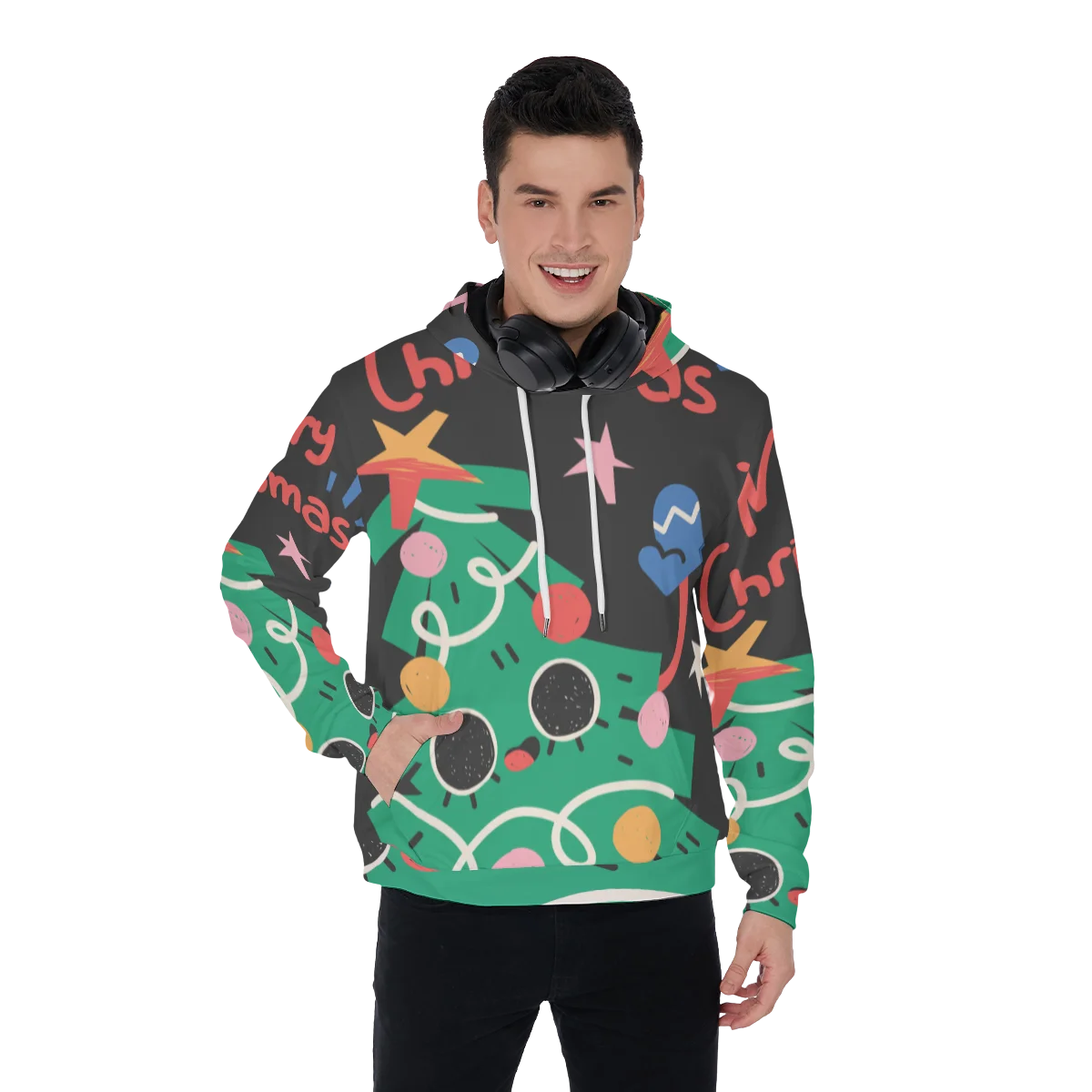 

Oem Merry Christmas Oversize Hoodie Sweatshirt Sublimation Pullover Hoodies For Man, Customized color