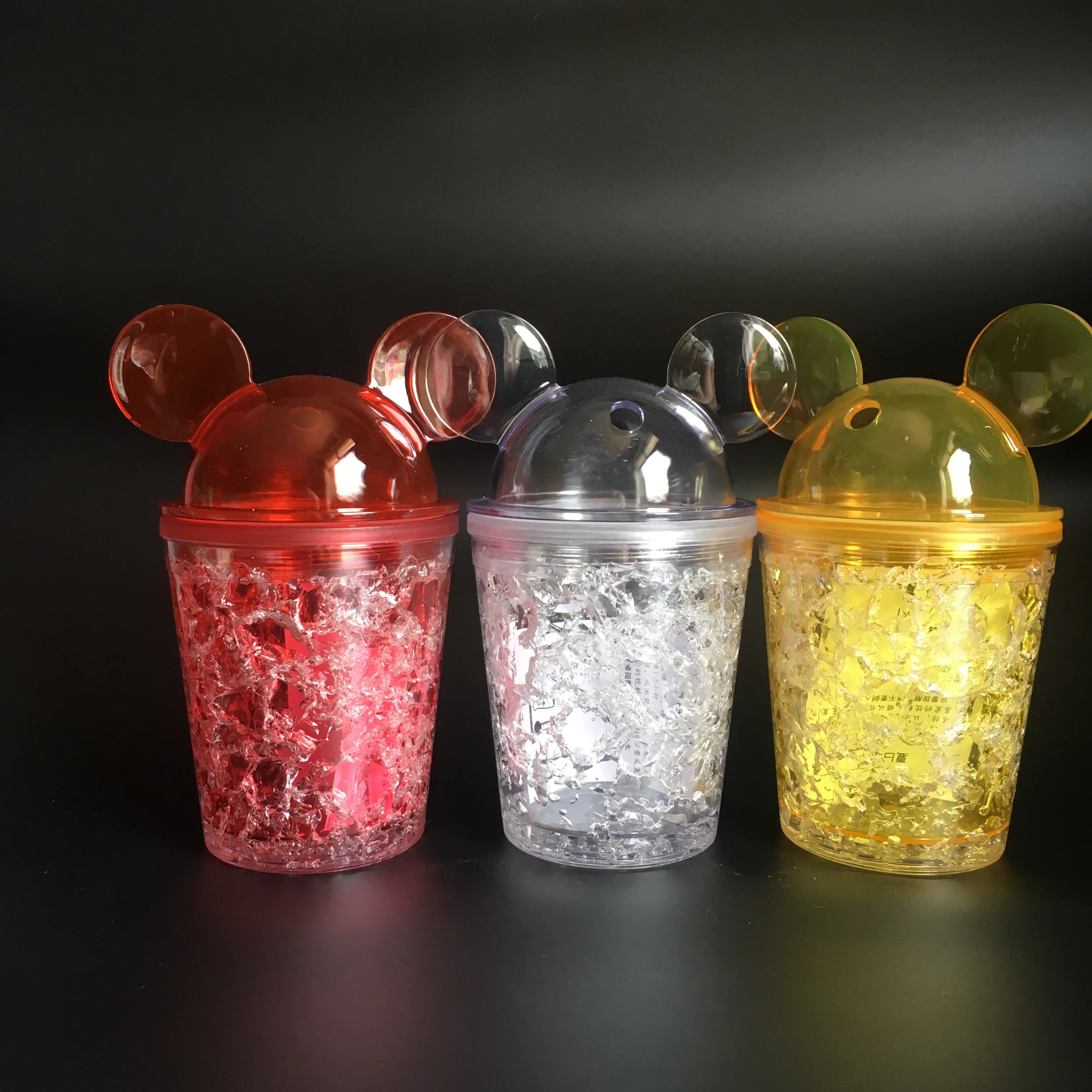 

victoria mickey cartoon 350ml Ice sport water bottle with straw double wall