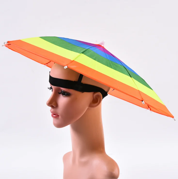 

Cheap folding Custom logo printed Advertising Head hat shape umbrella, hat umbrella children, Customized color