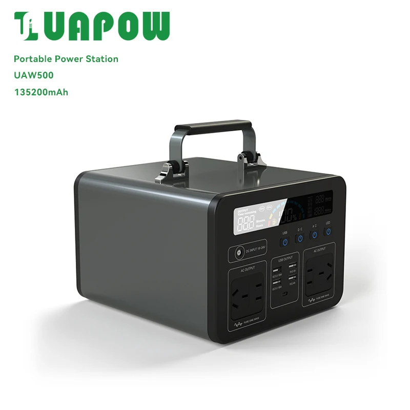 

Power Supply 500w Lifepo4 Lithium Battery Mobile Portable Solar Power Station, Gray