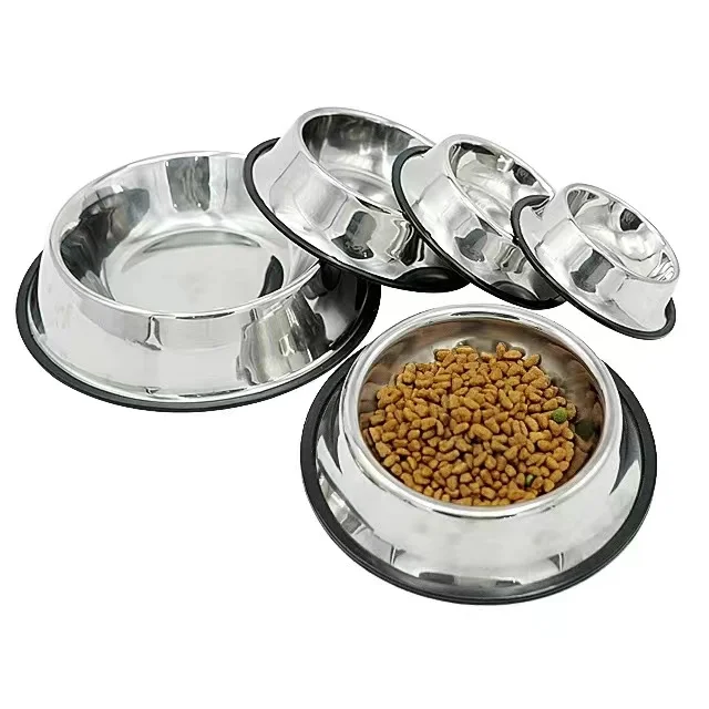 

Various sizes Wholesale nonslip dog bowl/pet bowl /cat bowl with rubber base Stainless Steel pet bowl