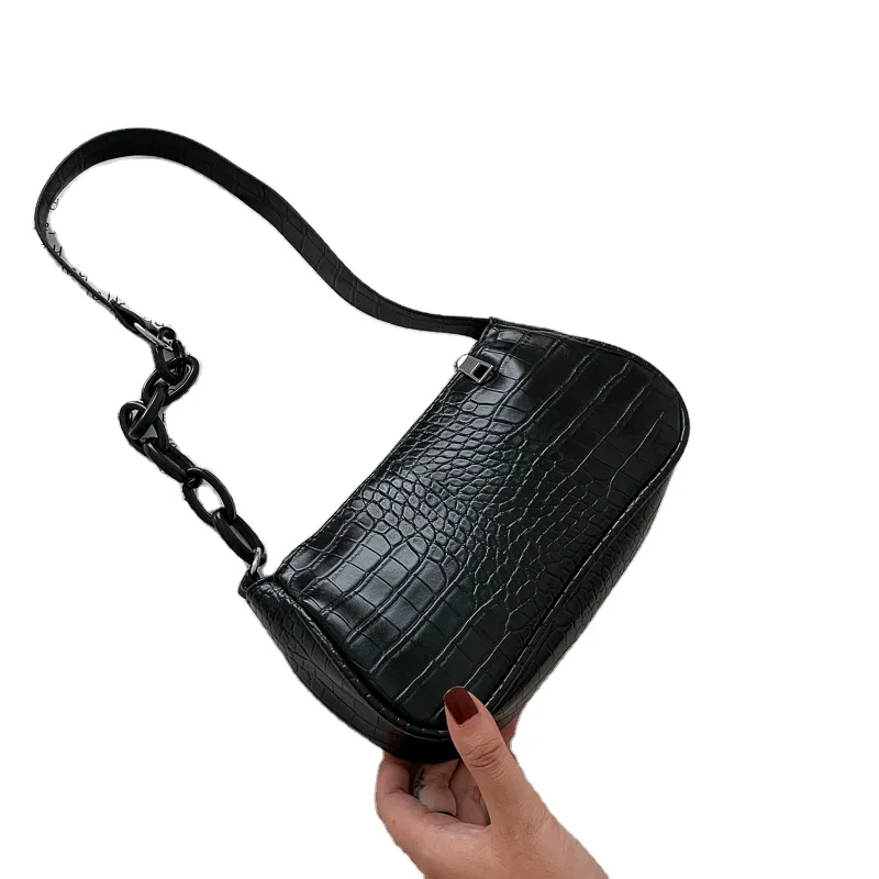 

New Fashion Pu Leather Shoulder Bags Women 2021 Small Chain Crocodile Pattern Underarm Bag For Women, Customized color
