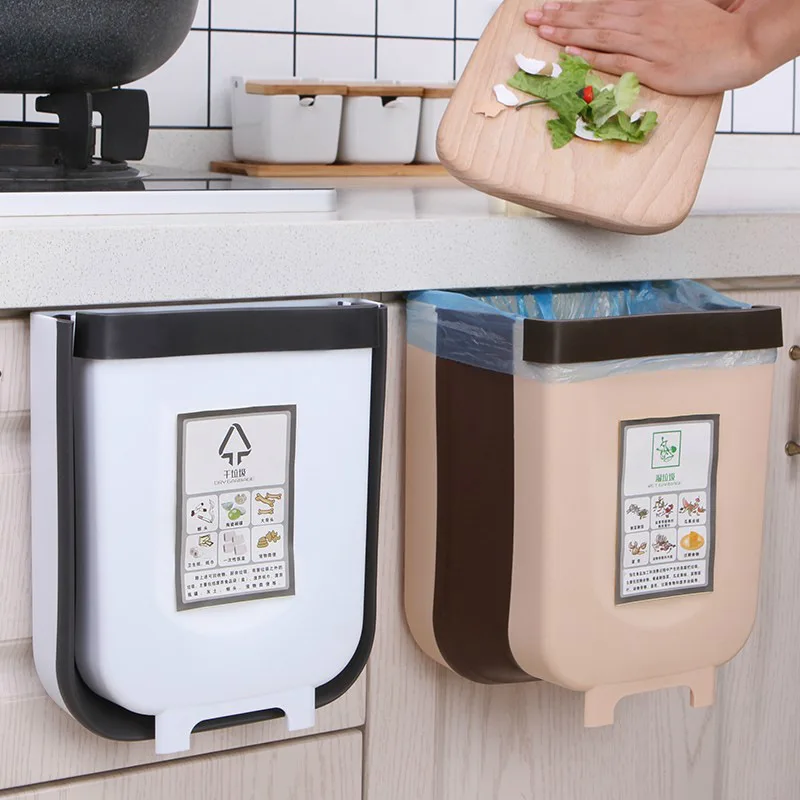 

High quality modern folding hanging kitchen trash can & bin