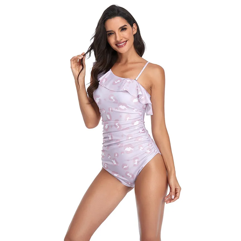 

FH210 2021 New Ankara Swimwear Hot Sale Swimwear High Waist Swimsuit Woman Pleated One Shoulder Swimwear