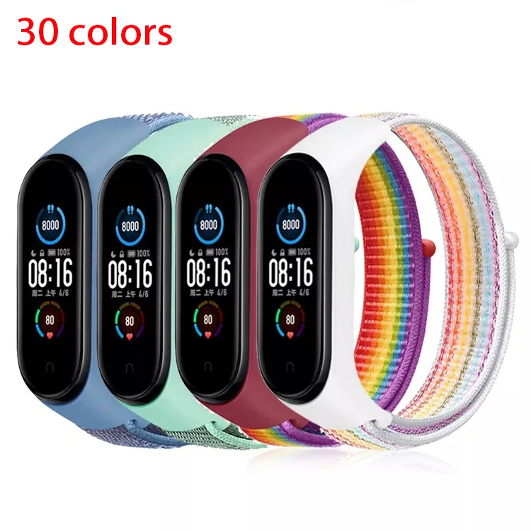 

Lianmi For Mi Band 4 5 6 Nylon Bracelet mi Strap Replaceable For Mi Band 3 4 Strap Silicone Bracelet Sport Wristband, Multi colors/as the picture shows