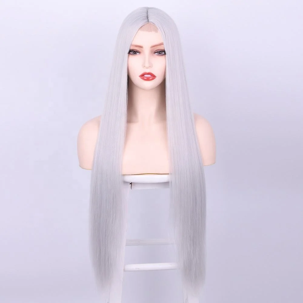 

Jhcentury Sexy Girl Straight Blonde Wig Coffee Gilver Grey Lace Front Synthetic Wigs, See details