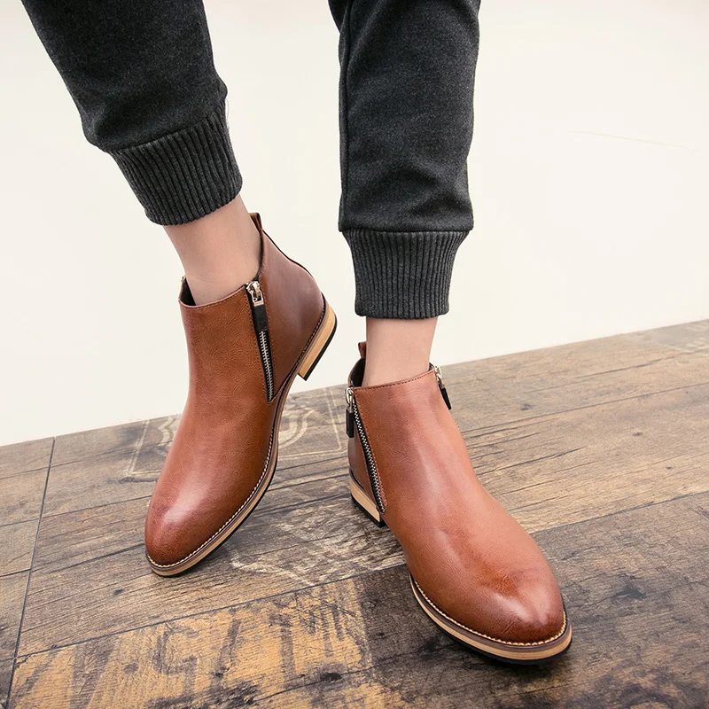 

E559 fashion winter men's leather ankle boots