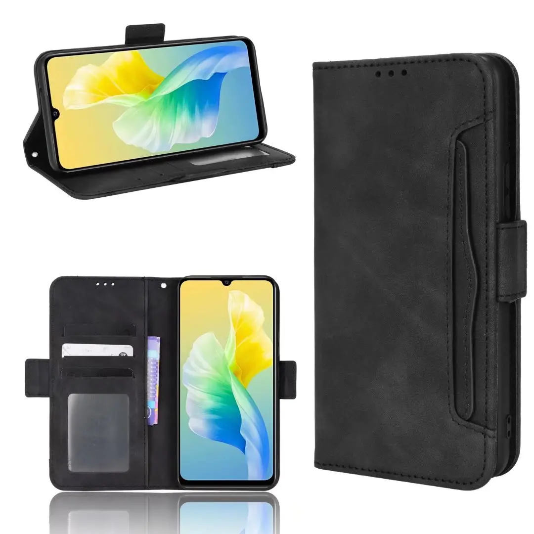 

Multi Card Slot Cattle Stripe Flip Wallet Leather Case For VIVO S10e/V23E 4G/5G, As pictures