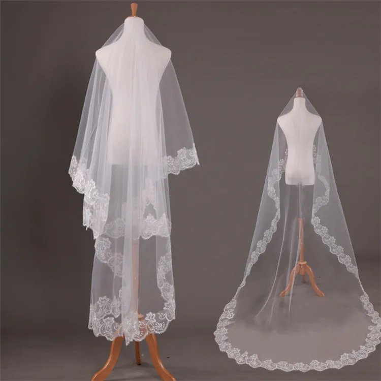 

new style 3m lace wedding veil bridal long white wedding veil