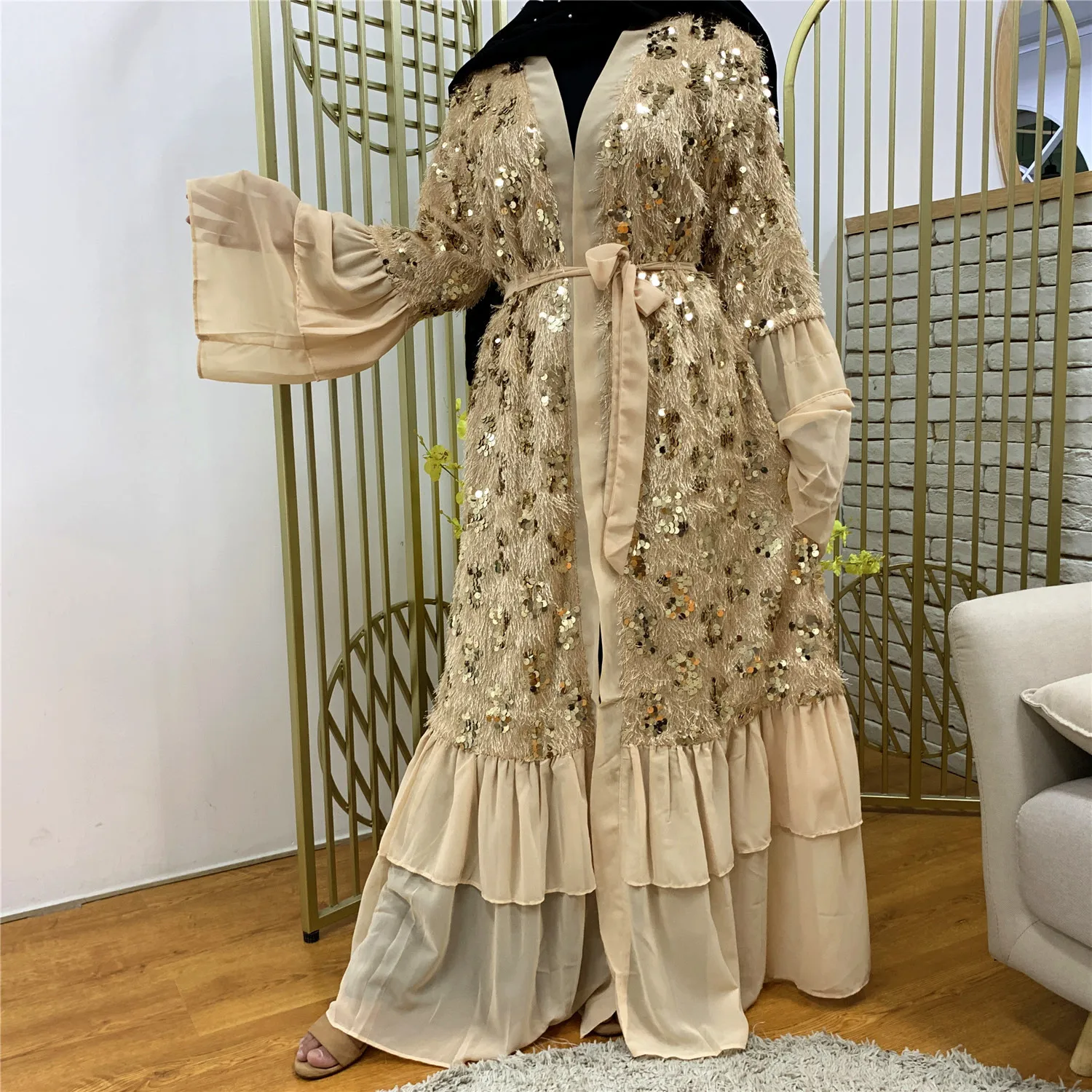 

Islamic dress ramadan 2022 abaya dress islamic eid chiffon abaya fancy luxury abaya sequin dress muslim, Golden